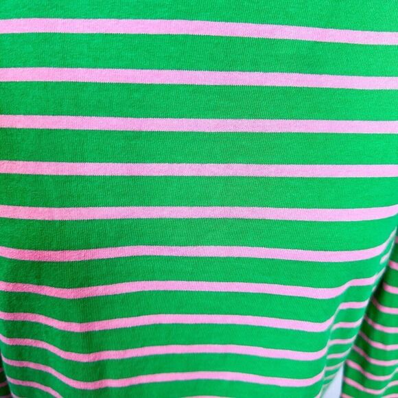 TORY BURCH Green Pink Gold Diver Striped Long Sleeve Top Size M - Picture 4 of 7
